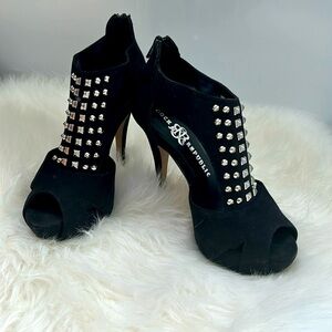 Black suede, studded rock Republic stiletto heels.
